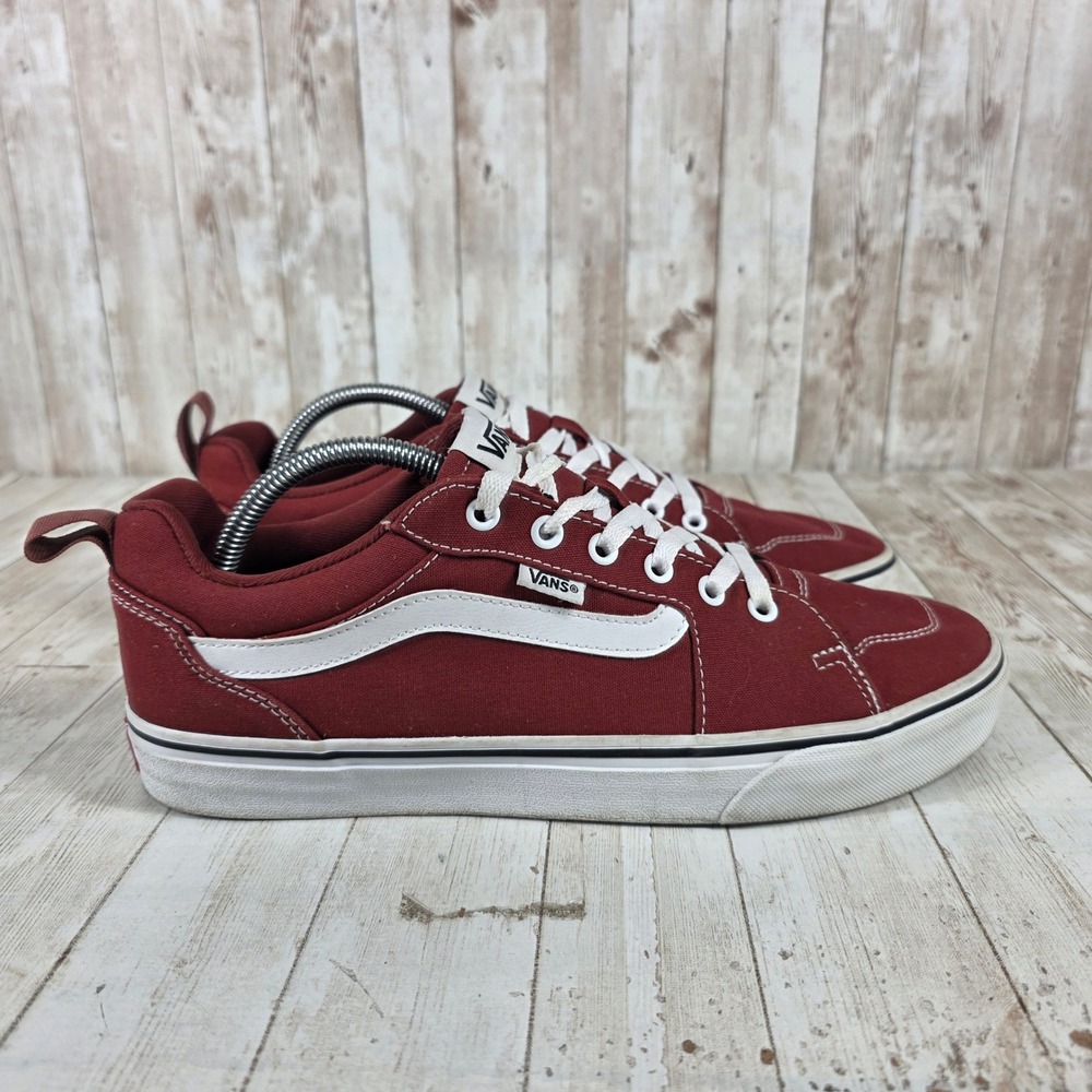 Vans Men's Burgundy Canvas Low Top Skate Shoes‎ Size 10.5